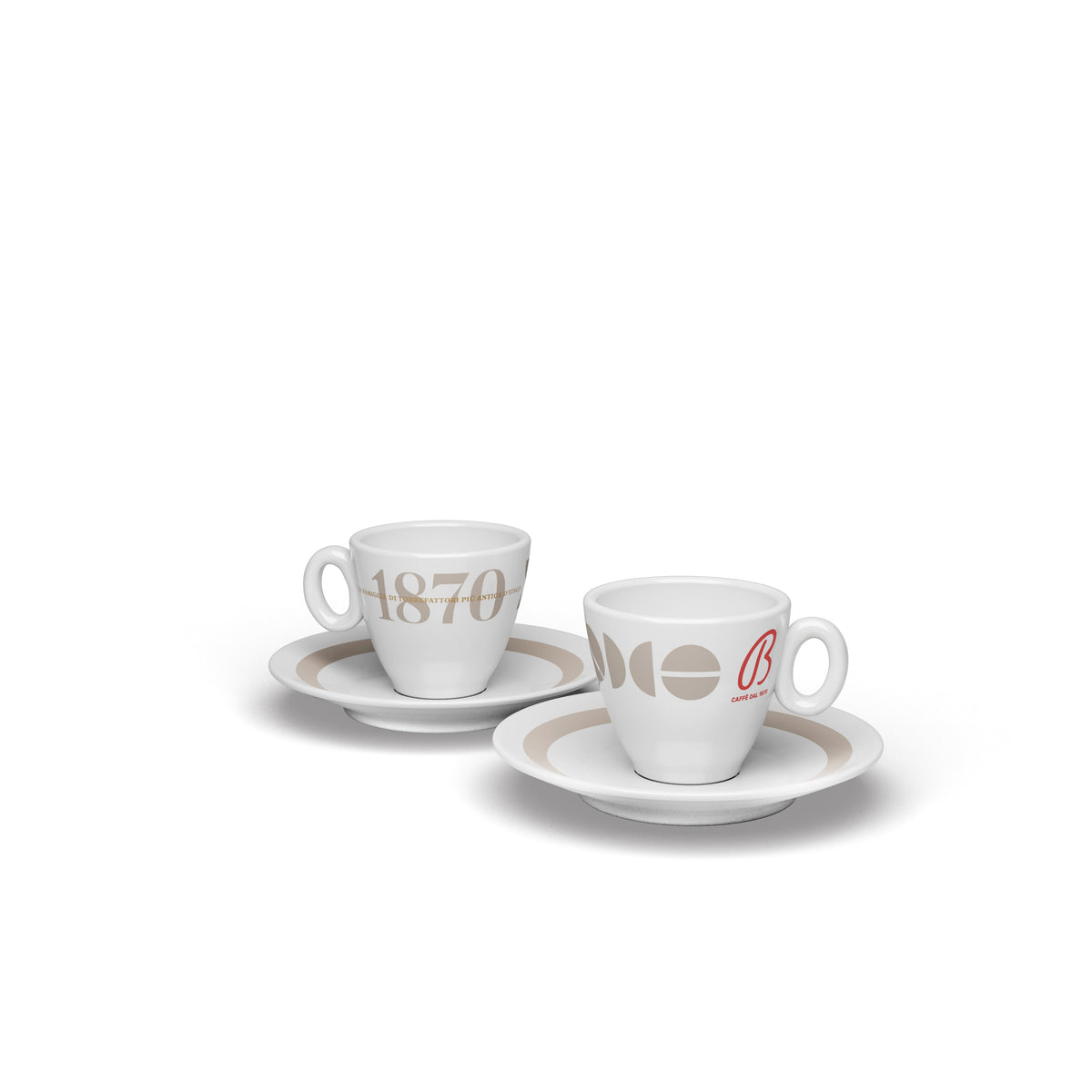 B Caffè Espressotasse Grigio mit Untertasse – Vorder- und Rückseite