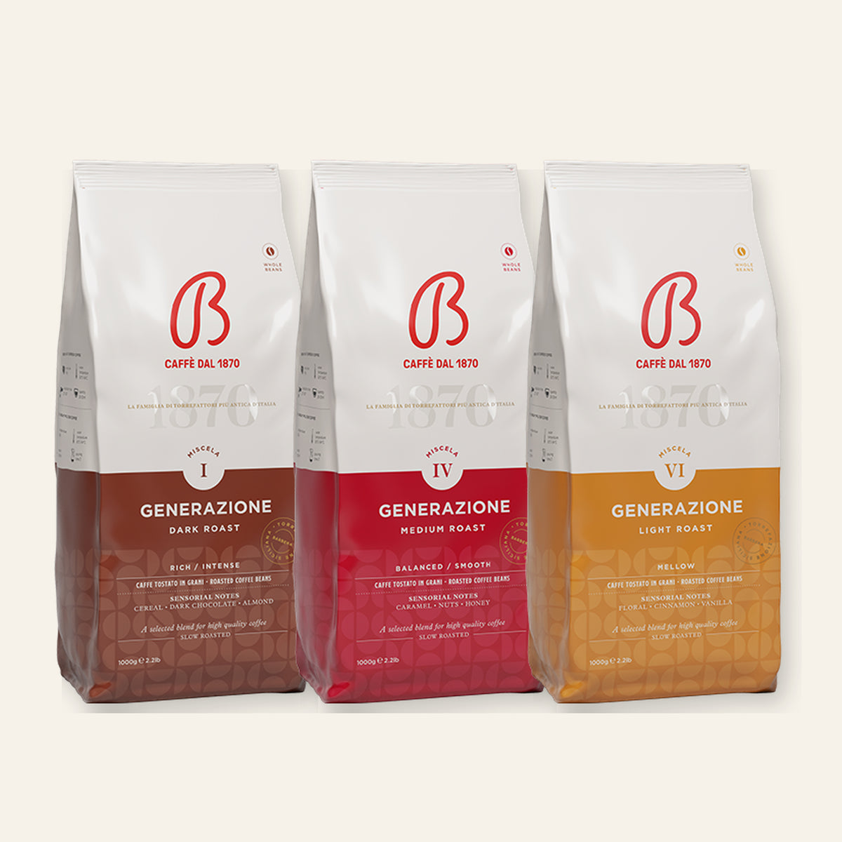 B Caffè Generazioni Probierpaket – 3 × 1 kg